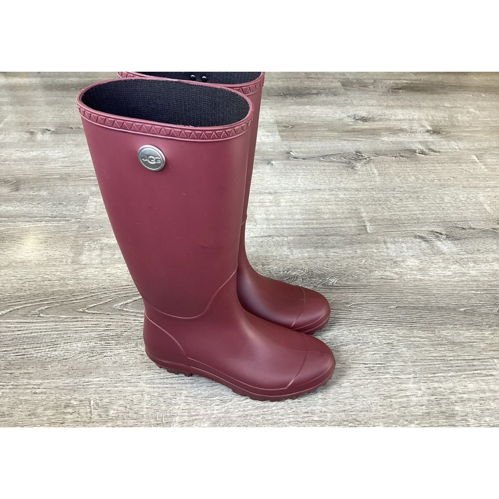 UGG Rain Boots Womens Size 5 Garnet Burgundy Red Sienna Matte Tall Rubber Boot